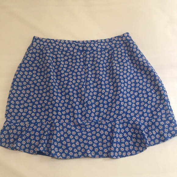 Madewell Ruffle-Edge Mini Daisy Skirt Blue Red White Floral Small - Picture 16 of 16